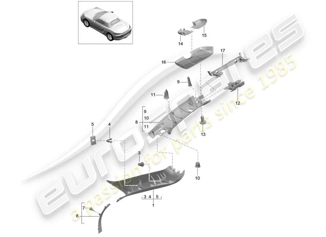 a part diagram from the porsche 2020 (718 boxster) parts catalogue