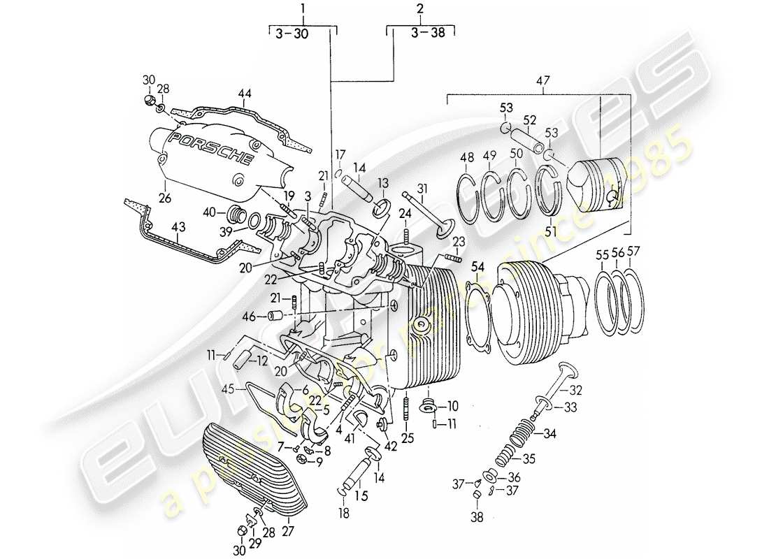 a part diagram from the porsche 1955 (356/356a) parts catalogue