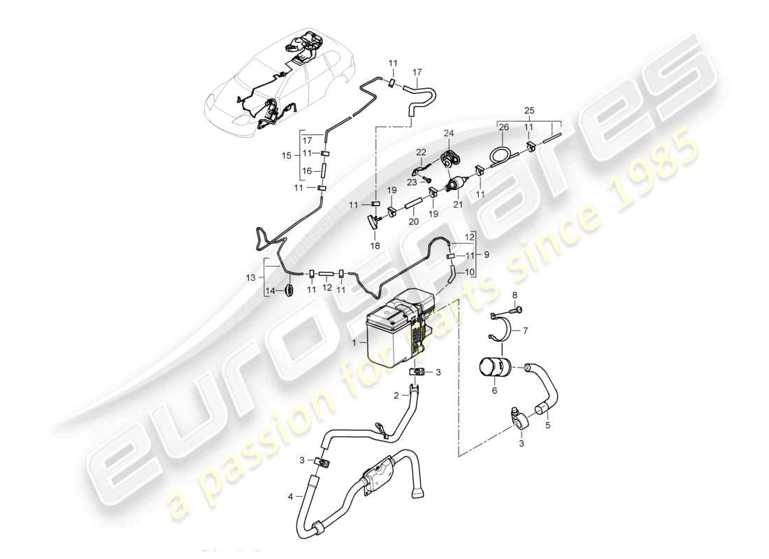 a part diagram from the porsche 2005 (cayenne e1 9pa) parts catalogue