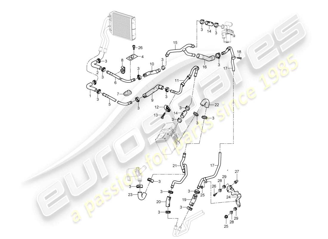 a part diagram from the porsche 2005 (cayenne e1 9pa) parts catalogue