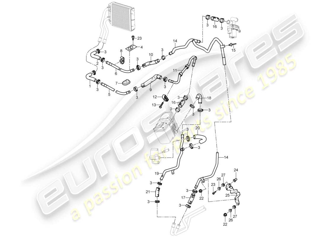 a part diagram from the porsche 2005 (cayenne e1 9pa) parts catalogue