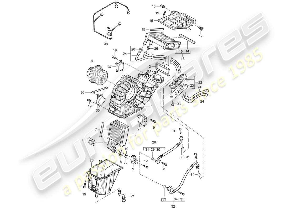 a part diagram from the porsche 2005 (cayenne e1 9pa) parts catalogue