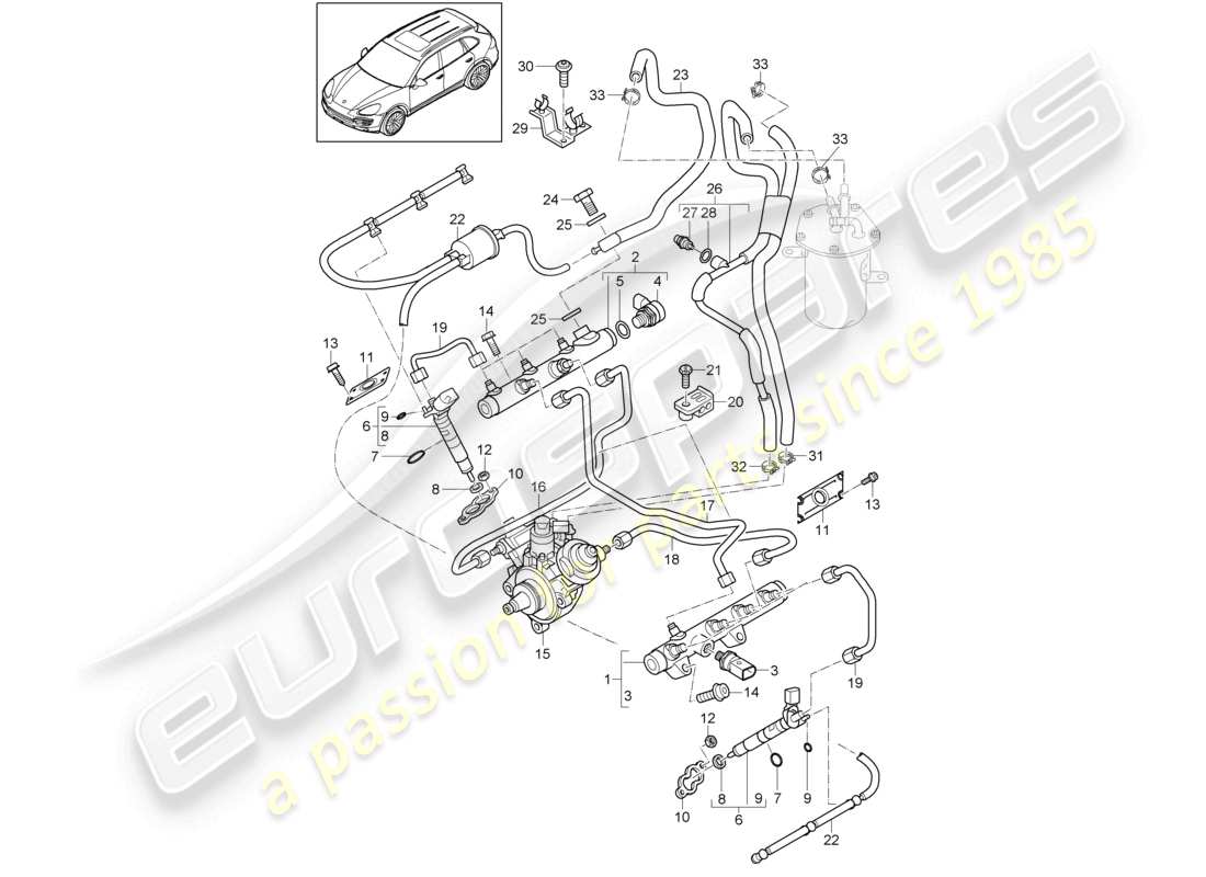 a part diagram from the porsche 2015 (cayenne e2 92a) parts catalogue