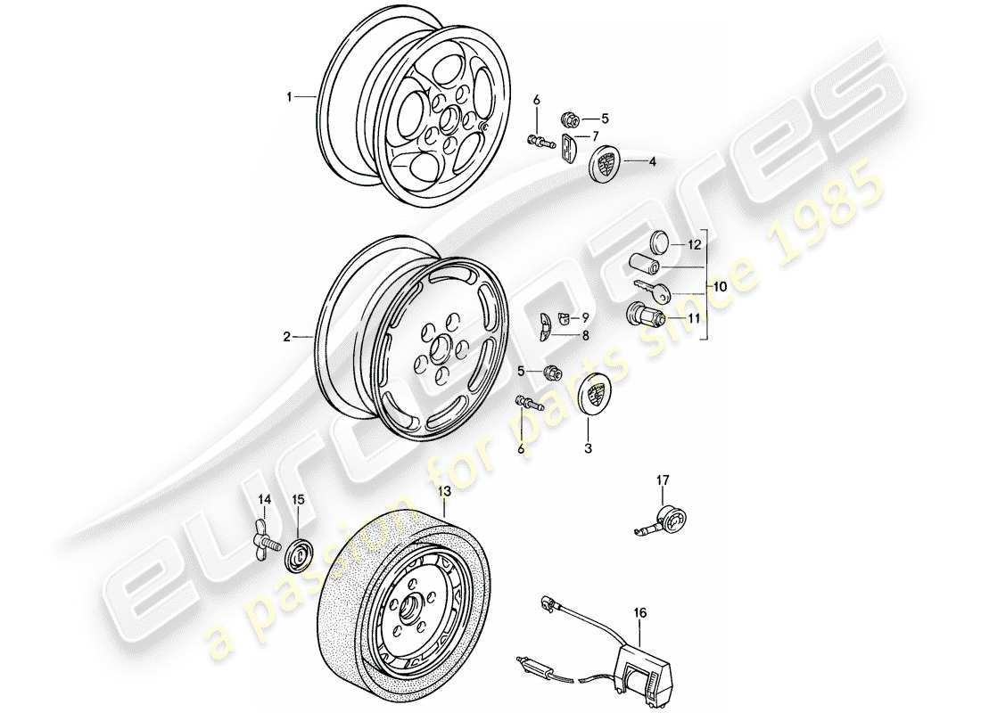 porsche 1988 (944) disc wheel - d - mj 1987>> parts diagram
