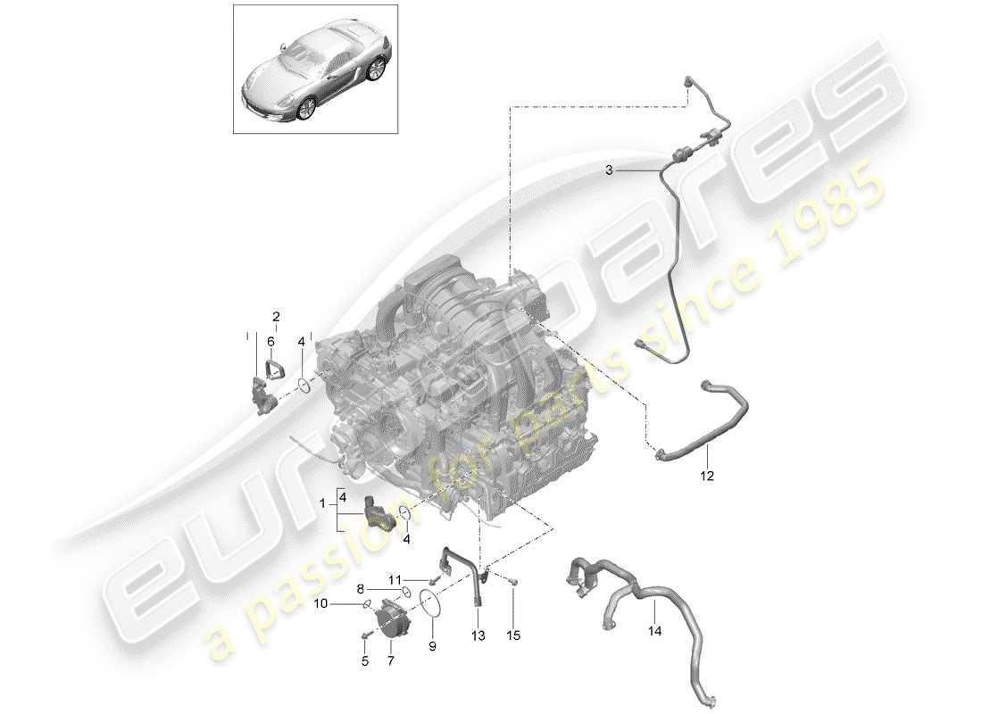 porsche 2012 (981 boxster) crankcase housing oil separator tank ventilation vacuum pump parts diagram