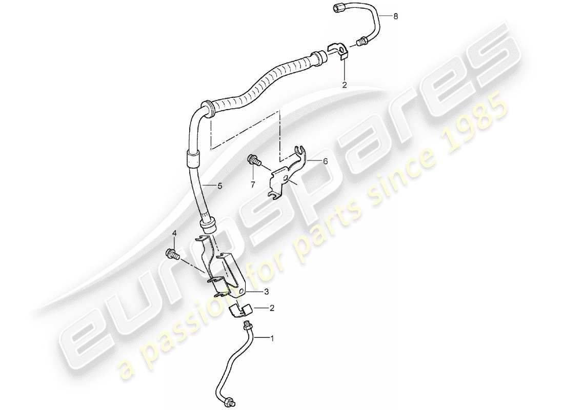 porsche cayenne (2005) brake line parts diagram
