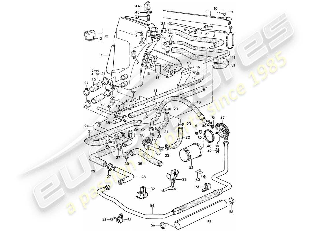 porsche 1990 (964) oil tank - lines parts diagram