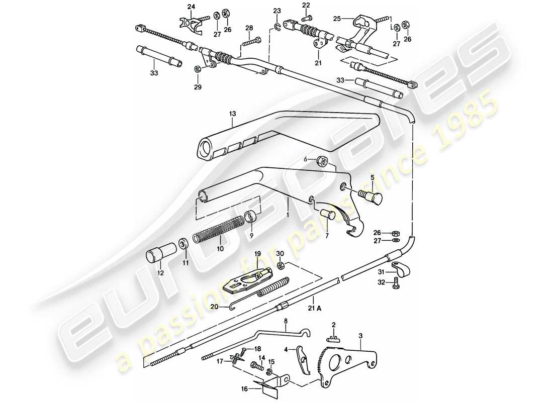 porsche 1979 (928) actuator - handbrake parts diagram