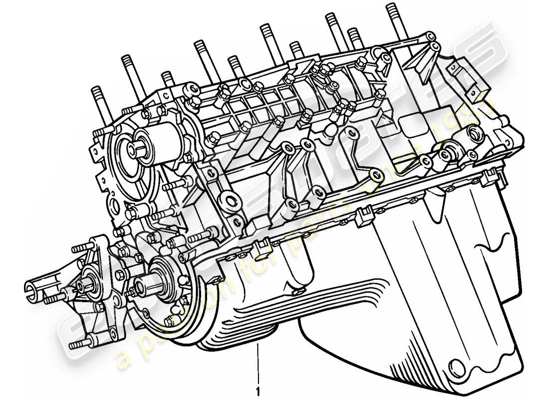porsche 1988 (944) replacement engine - short engine - crankcase parts diagram