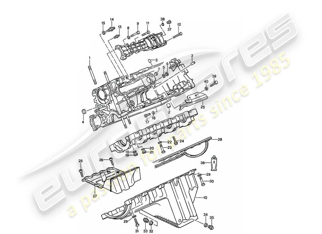 porsche 1988 (944) crankcase - fasteners - d >> - mj 1986 parts diagram
