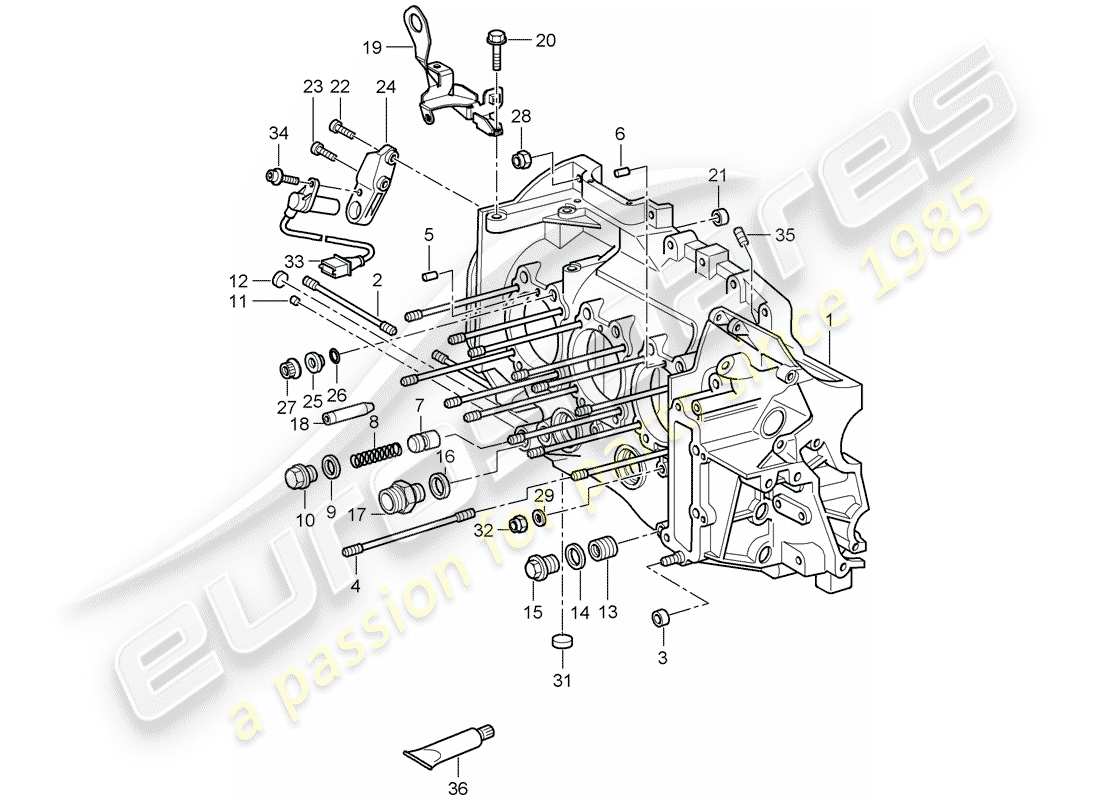 porsche 2010 (997-2 gt3) crankcase parts diagram