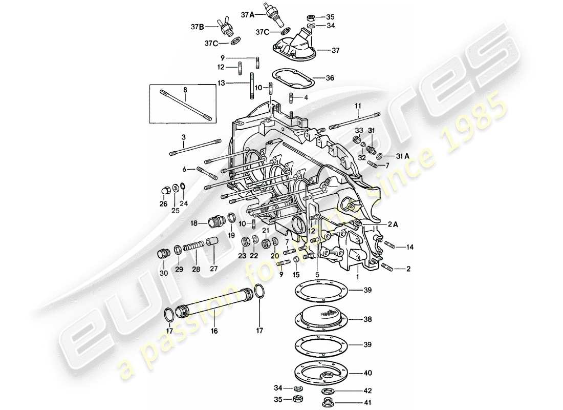 porsche 1983 (911) crankcase - repair set for maintenance - see illustration: part diagram