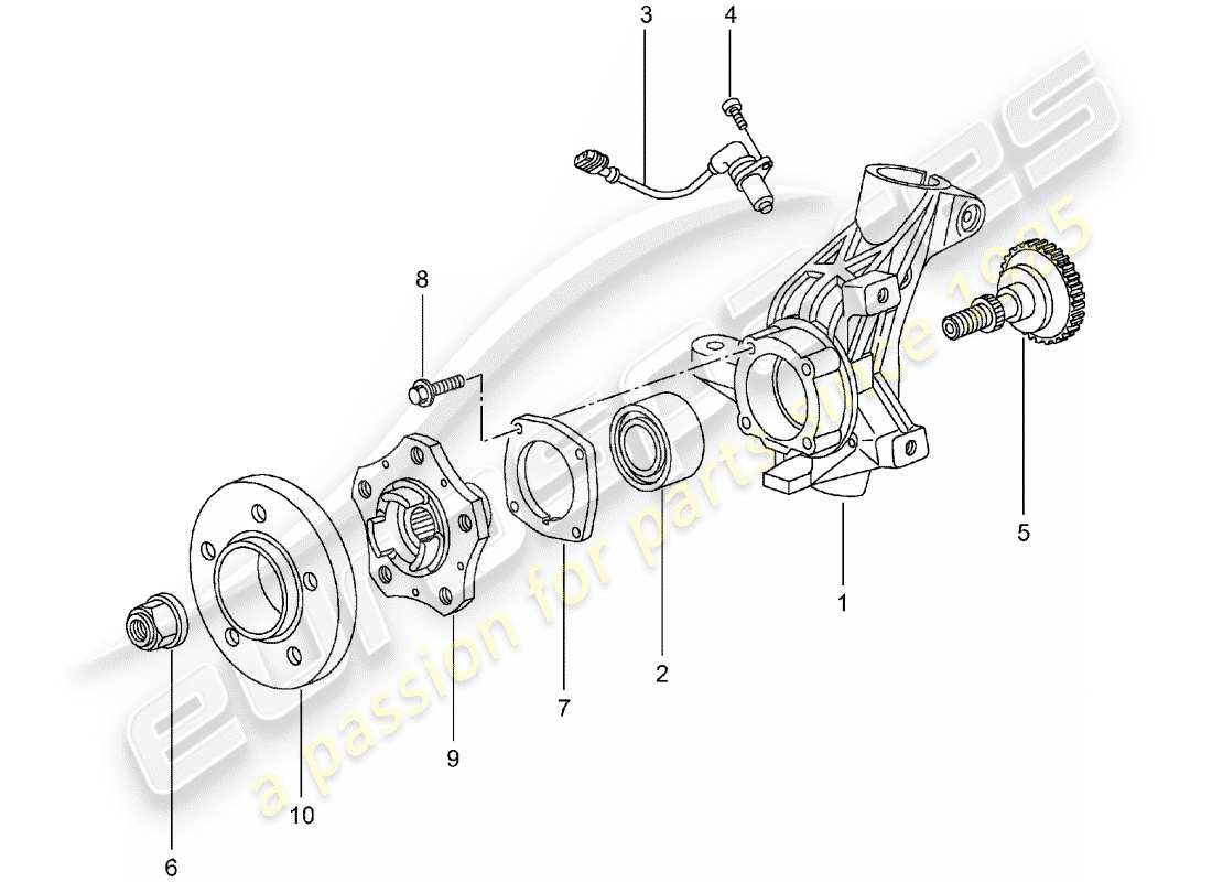 porsche 2002 (986 boxster) wheel carrier wheel hub parts diagram