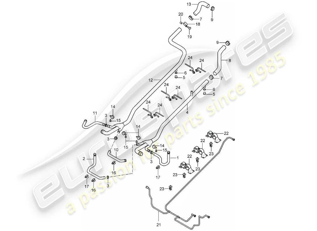 porsche 2005 (carrera gt) water cooling 1 part diagram