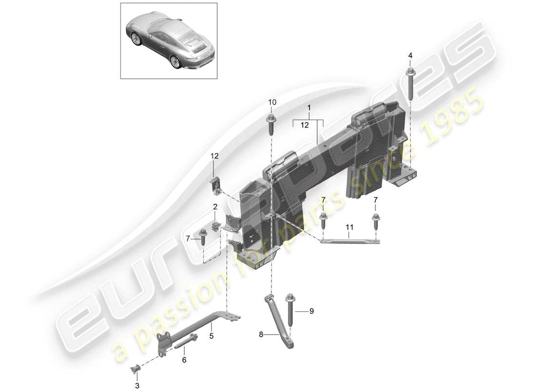 porsche 2019 (992-1) overroll protection roll bar part diagram