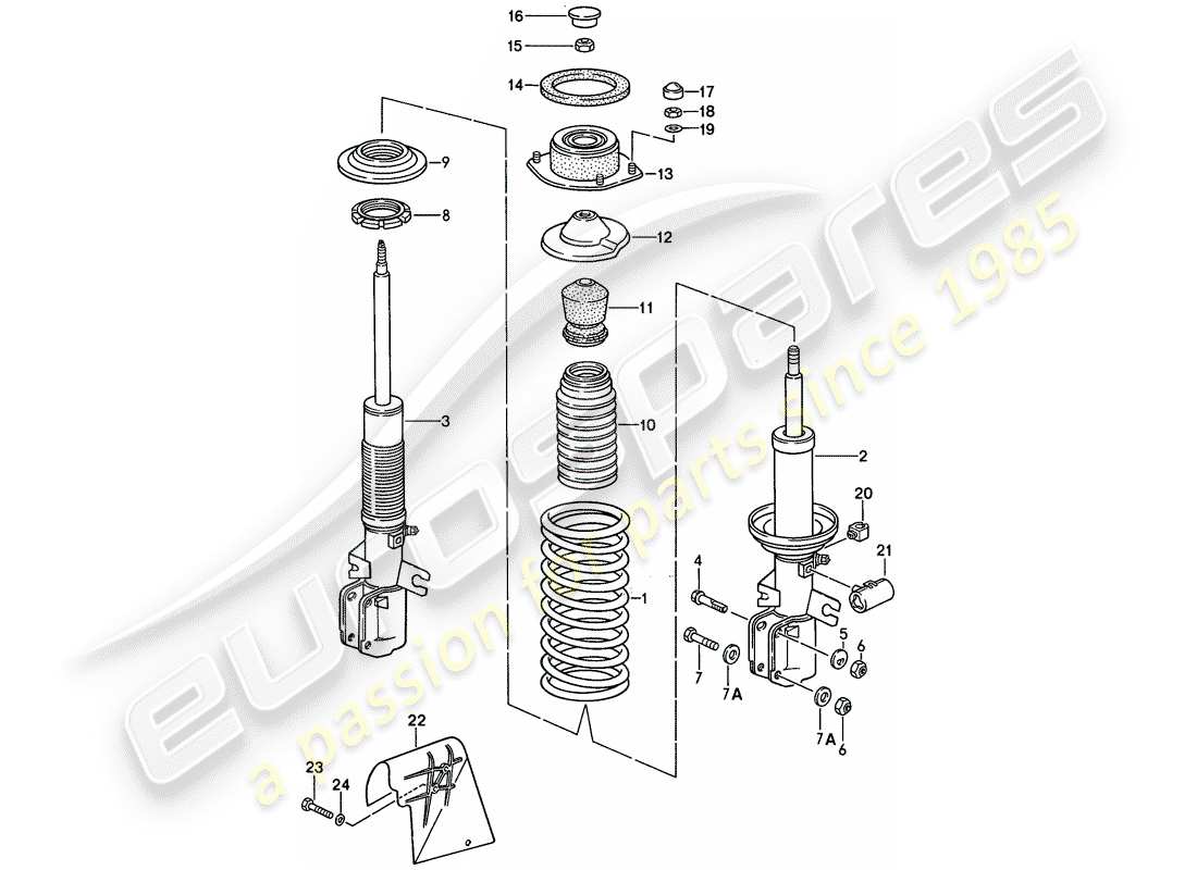 porsche 1993 (968) suspension - shock absorber part diagram
