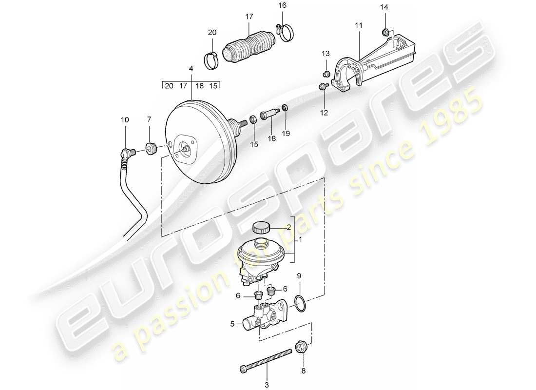 porsche 2011 (997-2 gt3) brake master cylinder parts diagram