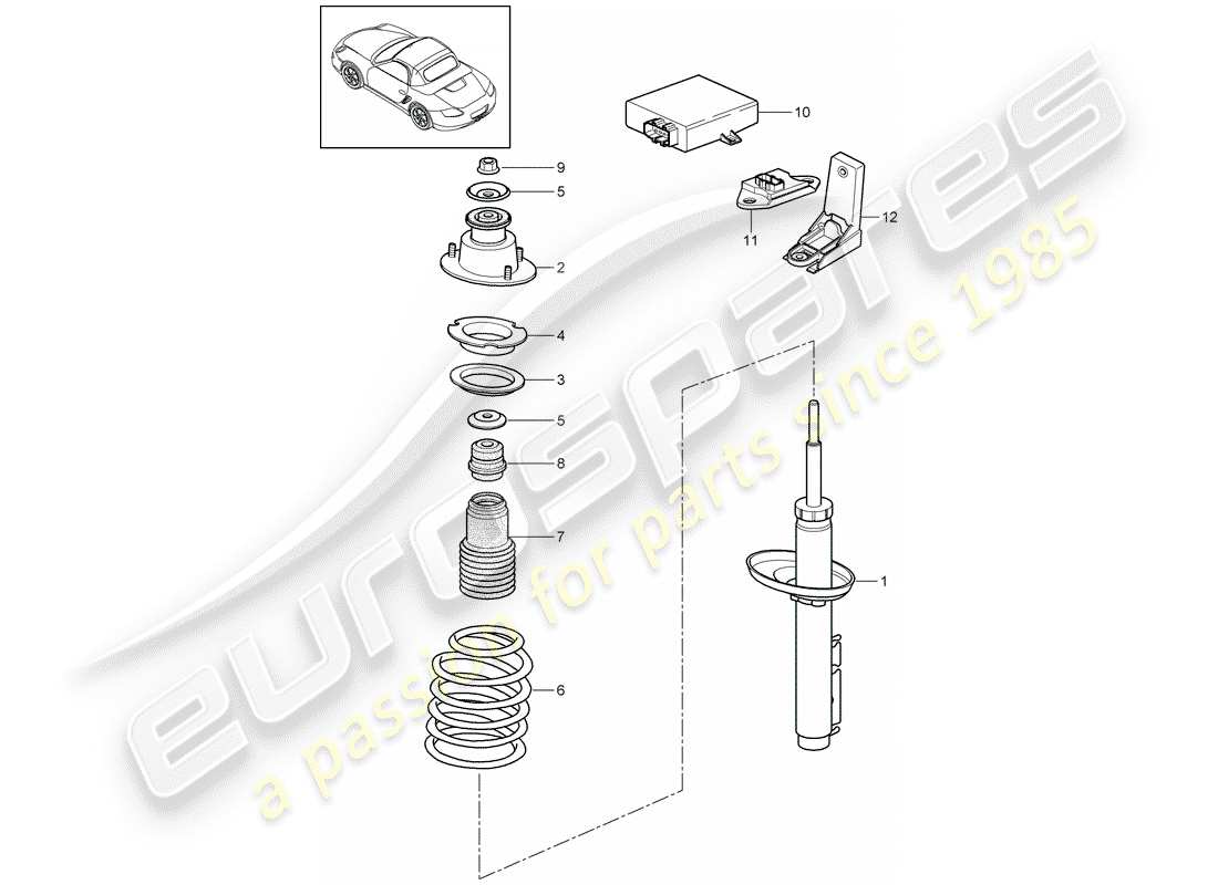 porsche 2010 (987 boxster) shock absorbers coil spring parts diagram