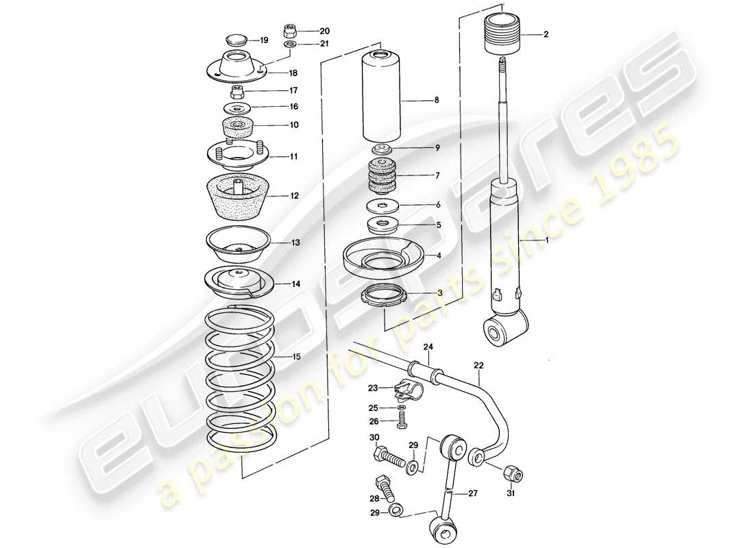 porsche 1983 (928) suspension - stabilizer part diagram