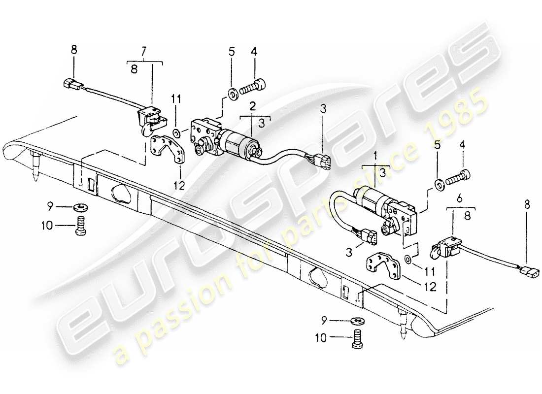 porsche 1993 (964) convertible top - catch parts diagram