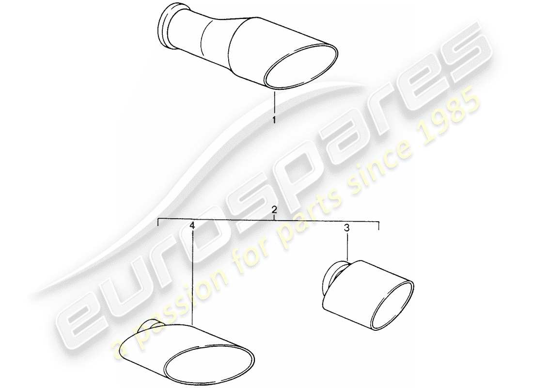 porsche 1990 (tequipment) tailpipe parts diagram