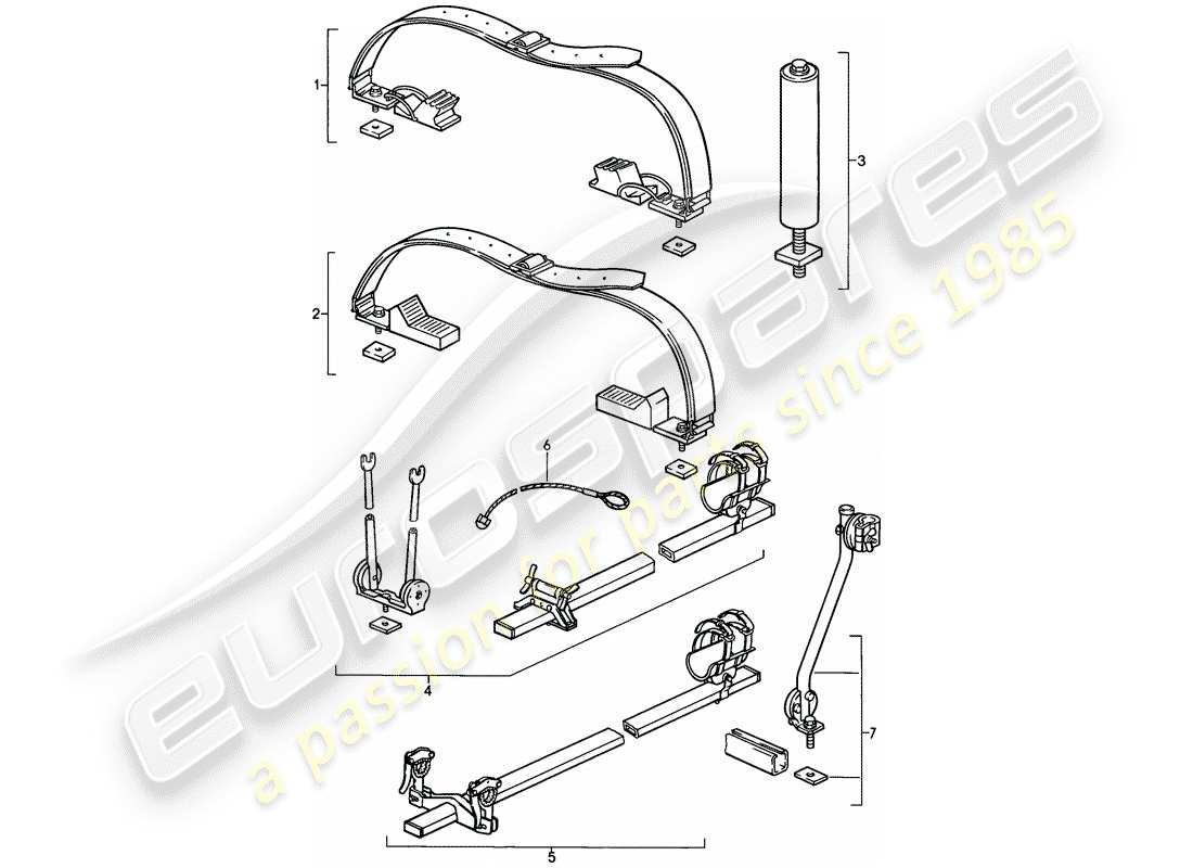 porsche 1980 (928) roof transport system parts diagram