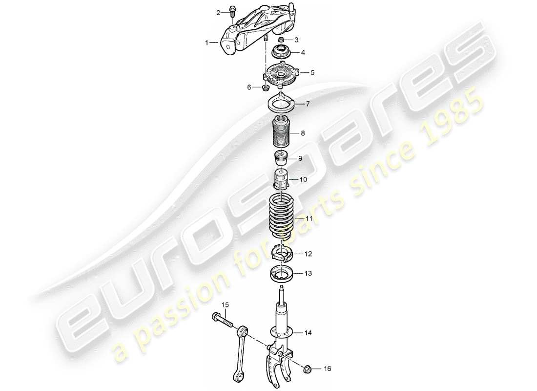 porsche 2003 (cayenne e1 9pa) suspension suspension strut, complete bracket parts diagram