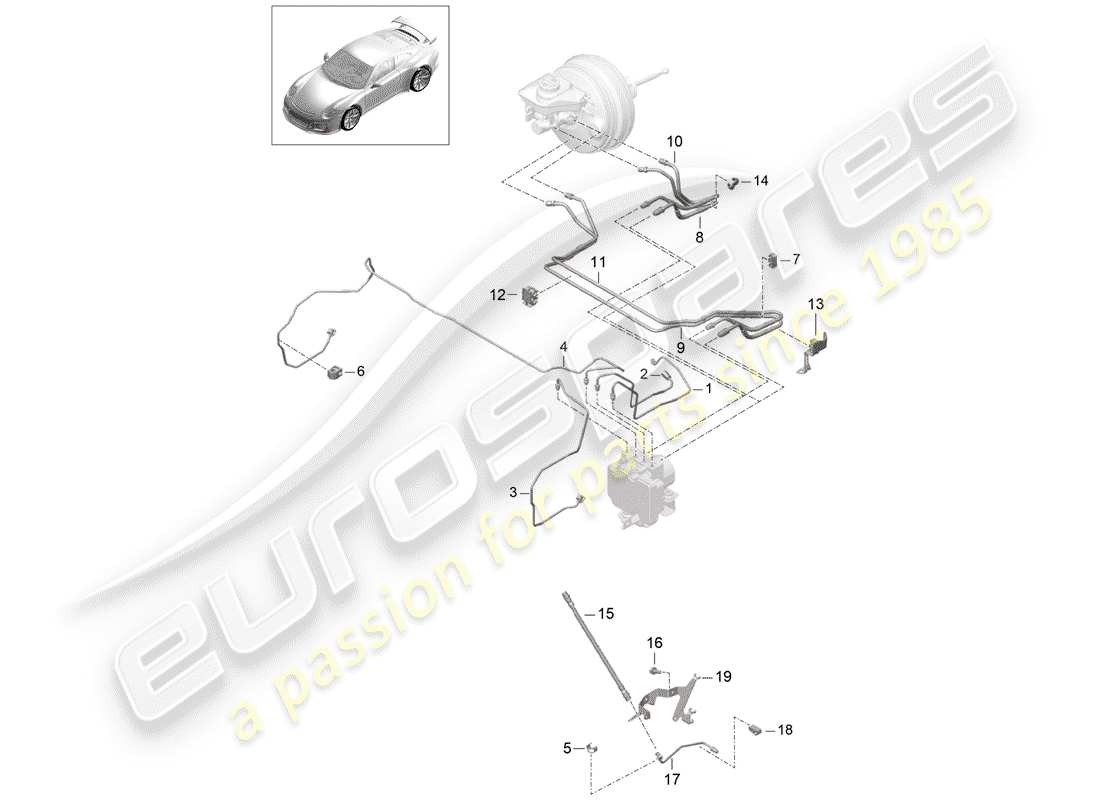 porsche 2015 (991-1 r/gt3/rs) brake line front front end d - mj 2018>> part diagram