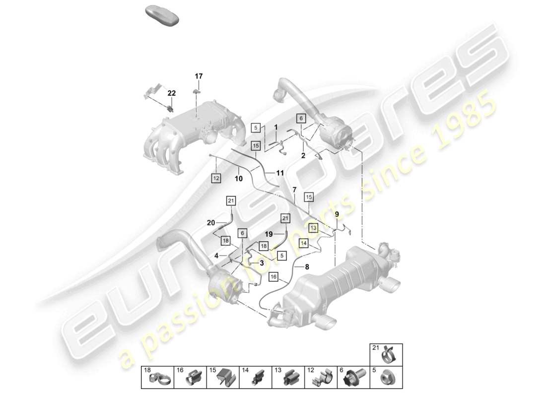 porsche 2019 (718 boxster spyder) petrol particulate filter exhaust flap control unit part diagram