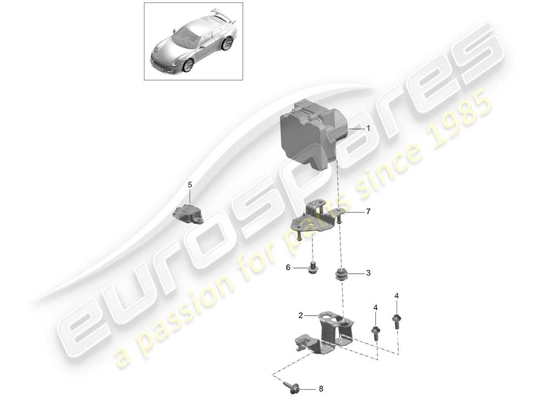 porsche 2015 (991-1 r/gt3/rs) hydraulic unit anti-locking brake syst. -abs- control and regulating unit d >>- mj 2017 part diagram