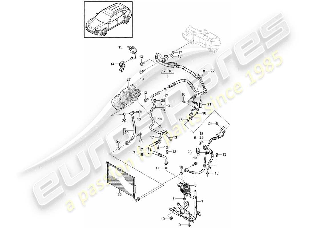 porsche 2018 (cayenne e2 92a) refrigerant circuit hybrid r1234yf d - mj 2017>> part diagram