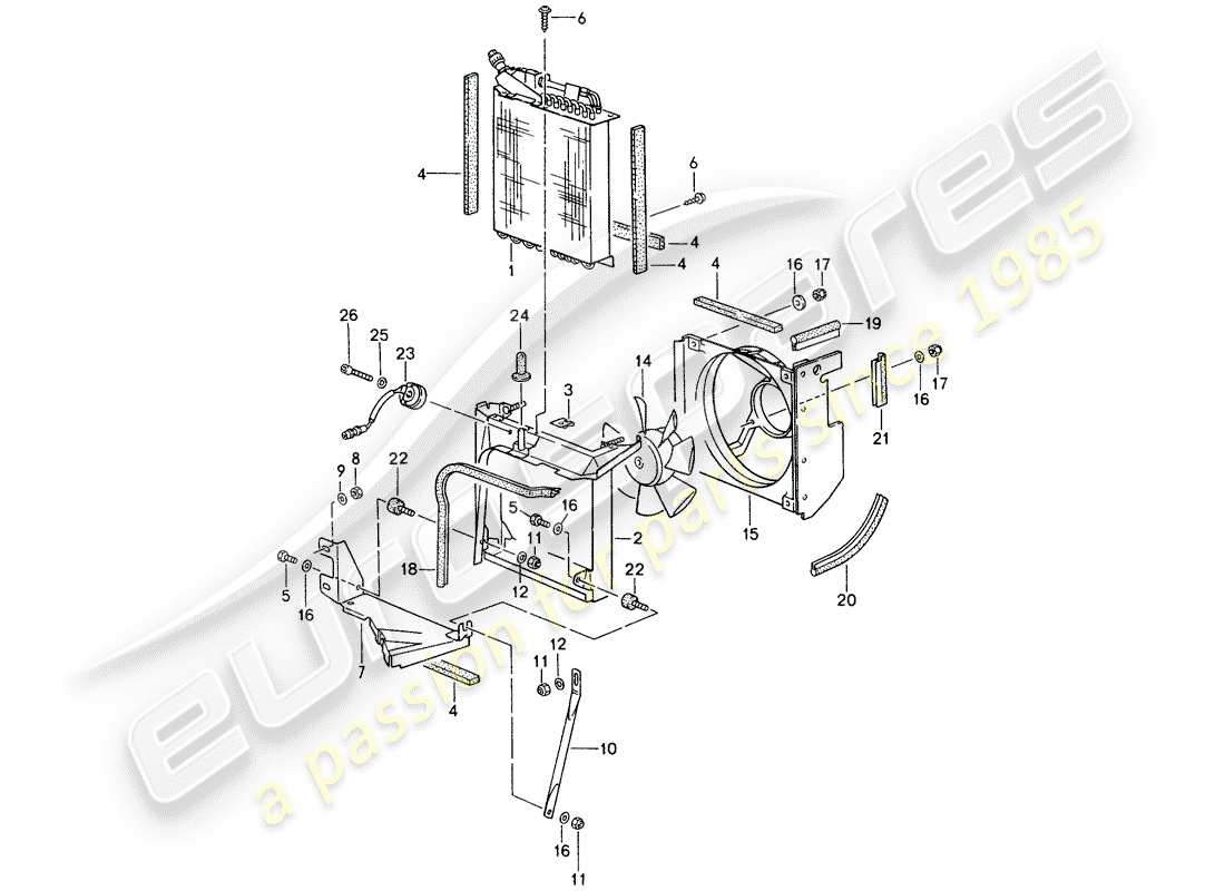 porsche 1995 (993) capacitor - fan part diagram