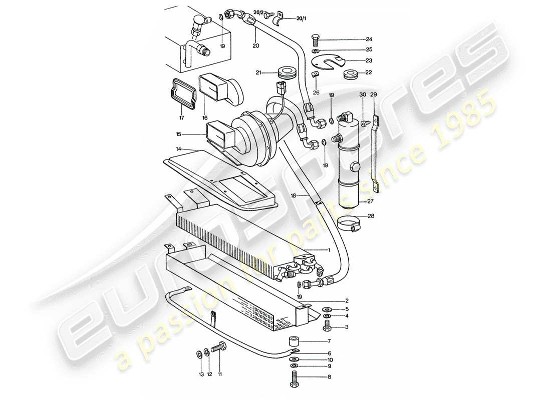 porsche 1977 (911 turbo) air conditioner - capacitor - lines part diagram