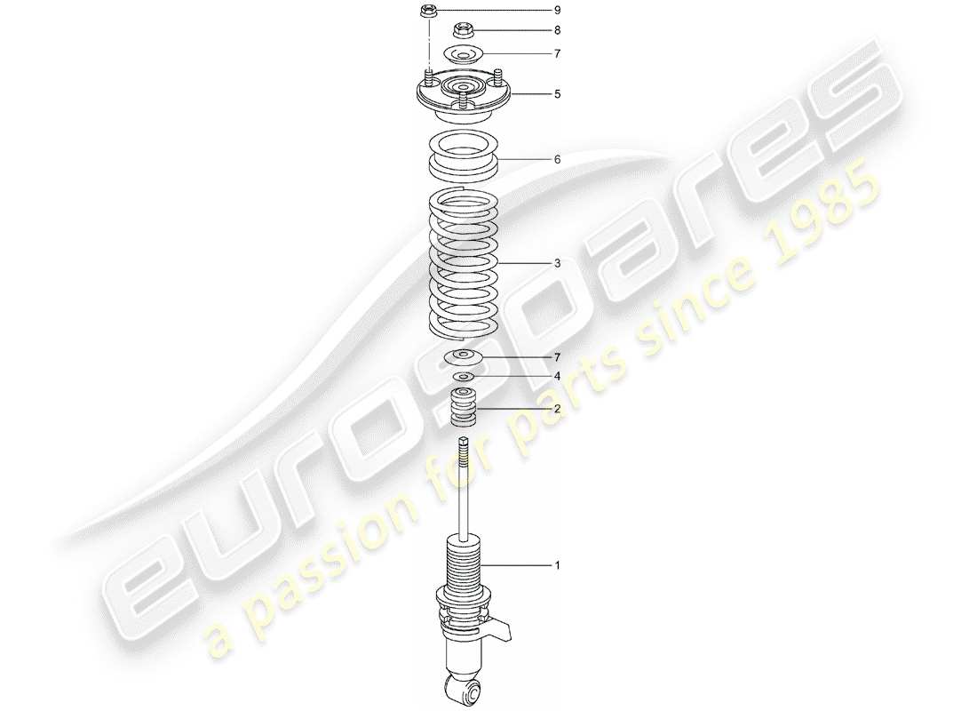 porsche 2003 (996 turbo / gt2) shock absorber - coil spring part diagram