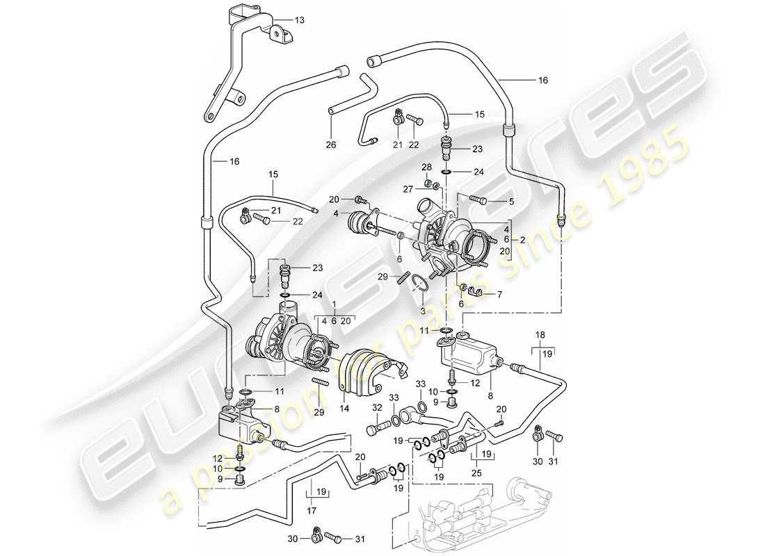 porsche 2002 (996 turbo / gt2) exhaust gas turbocharger - oil pipe - for - exhaust gas turbocharger part diagram