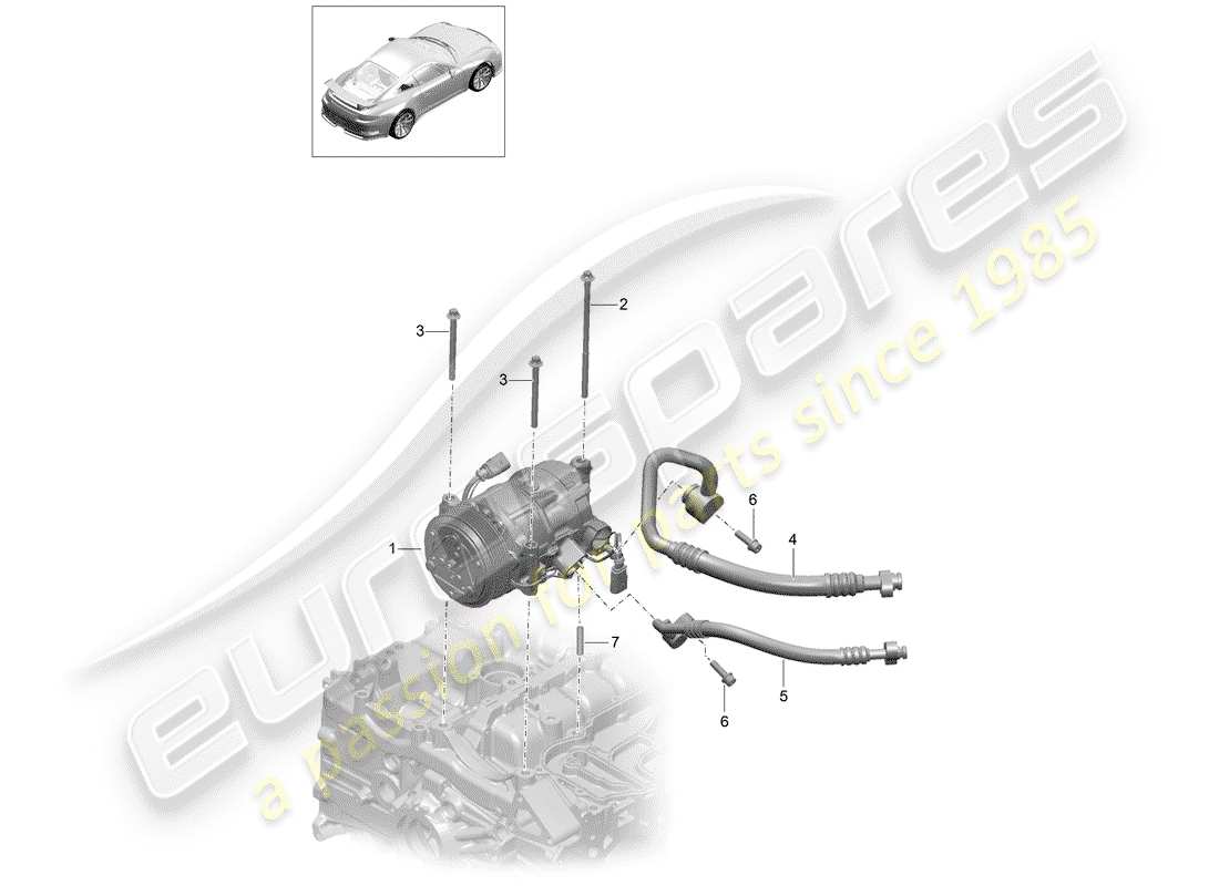 porsche 2015 (991-1 r/gt3/rs) compressor air conditioning d - mj 2018>> part diagram