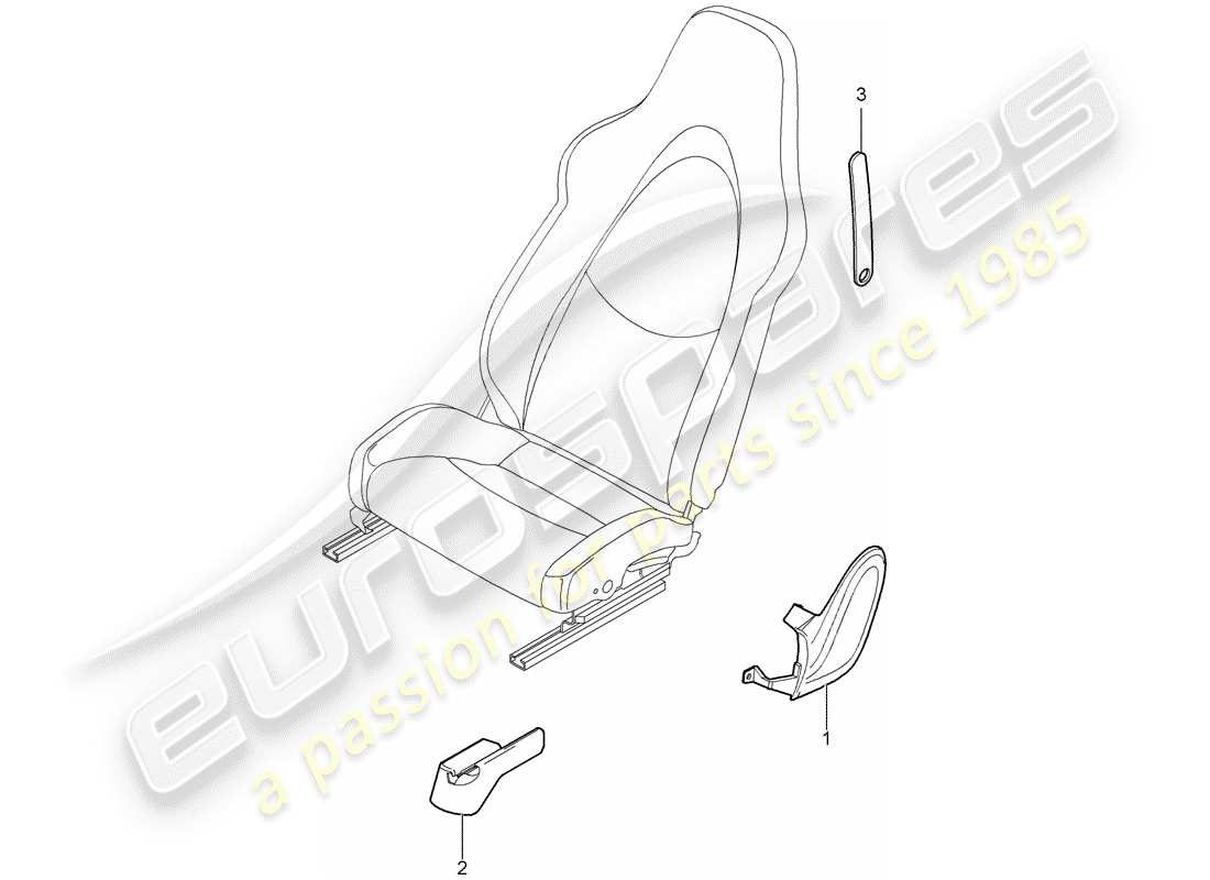 porsche 2007 (987 cayman) front seats sports seat (complete) no longer available part diagram