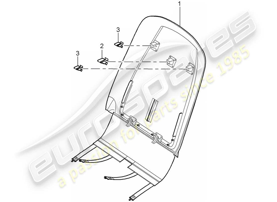 porsche 2008 (cayenne e1 9pa) cover backrest shell part diagram