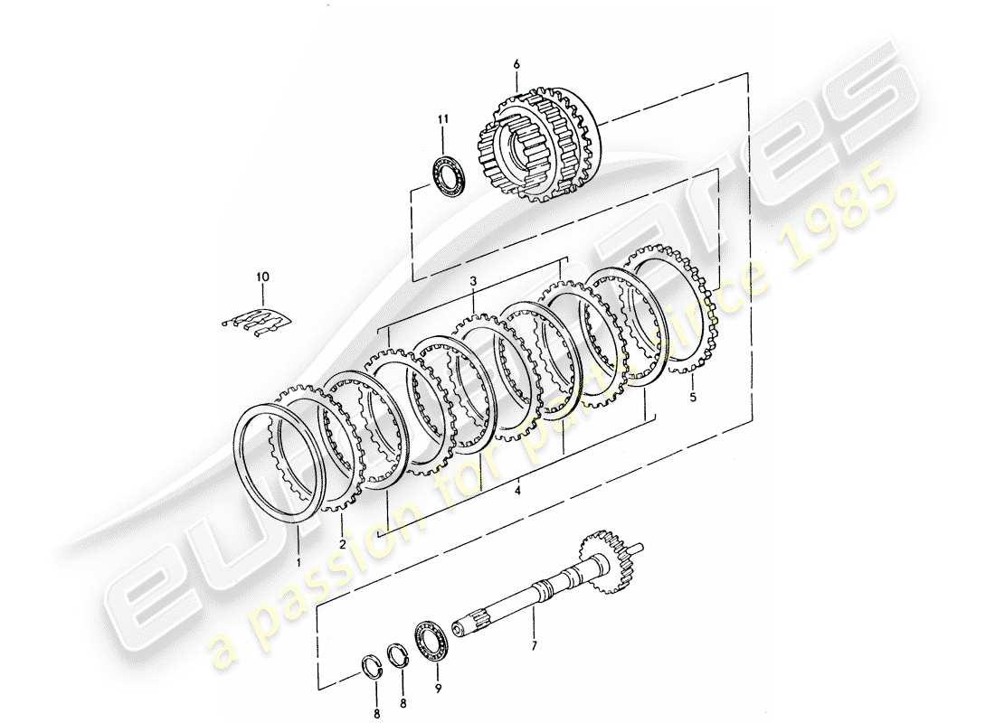 porsche 1993 (928) automatic transmission - drive shaft - gear set parts diagram