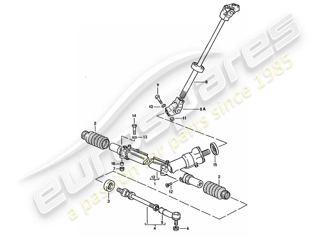 porsche 1993 (928) steering gear - steering track rod parts diagram