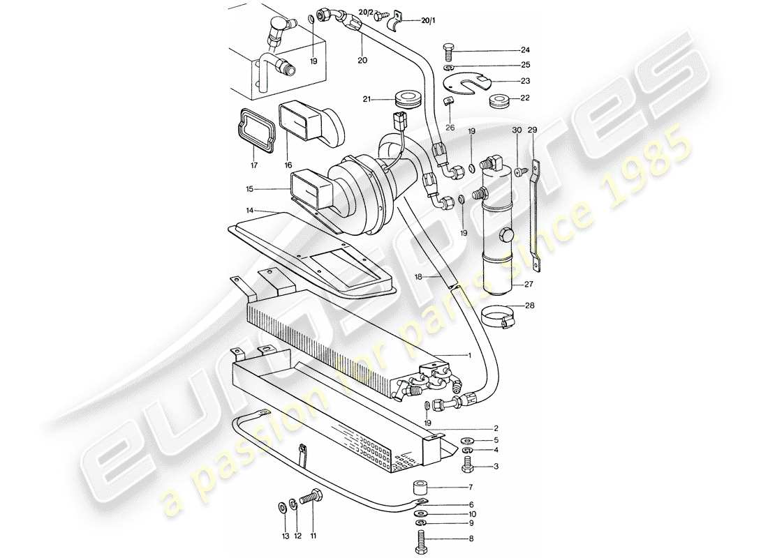 porsche 1977 (911) air conditioner - capacitor - lines part diagram