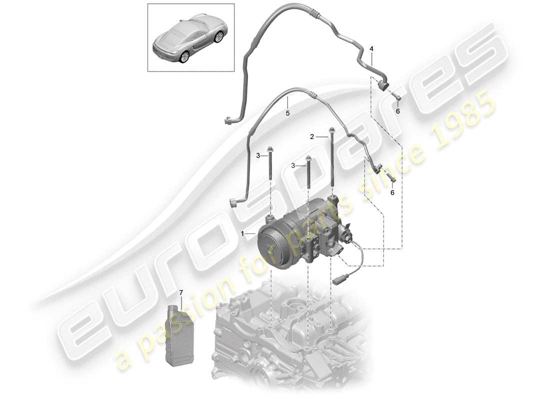 porsche 2016 (981 cayman) compressor air conditioning part diagram