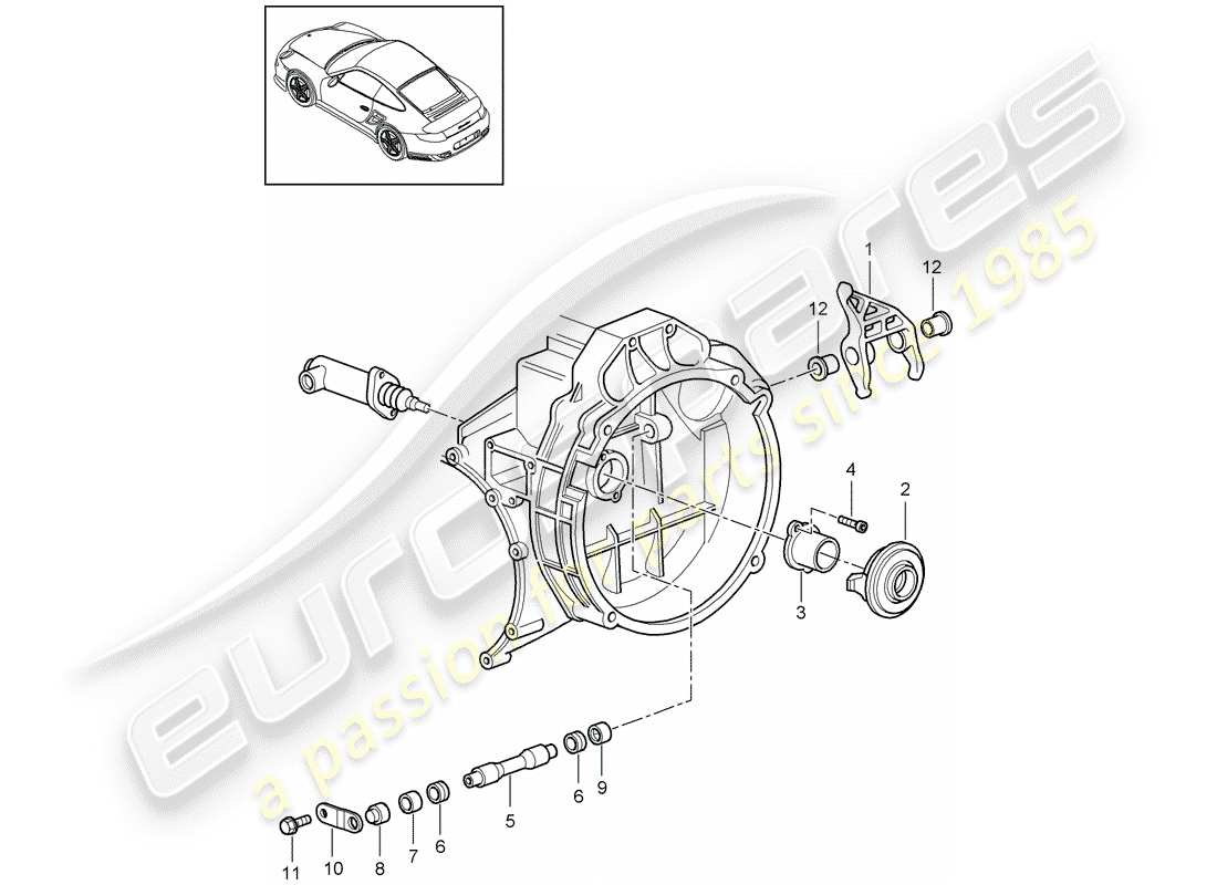 porsche 2011 (997-2 turbo / gt2 rs) clutch release parts diagram