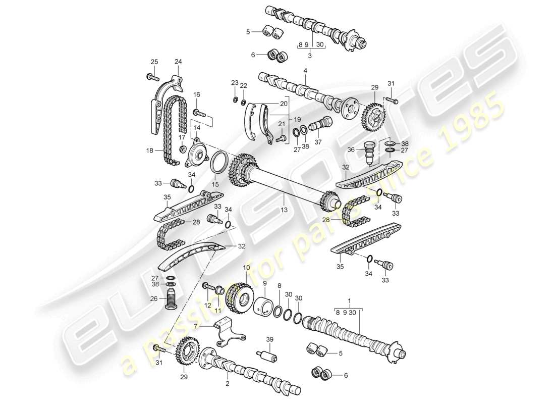 porsche 2002 (986 boxster) camshaft timing chain parts diagram