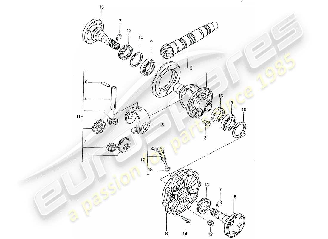 porsche 2003 (986 boxster) differential parts diagram