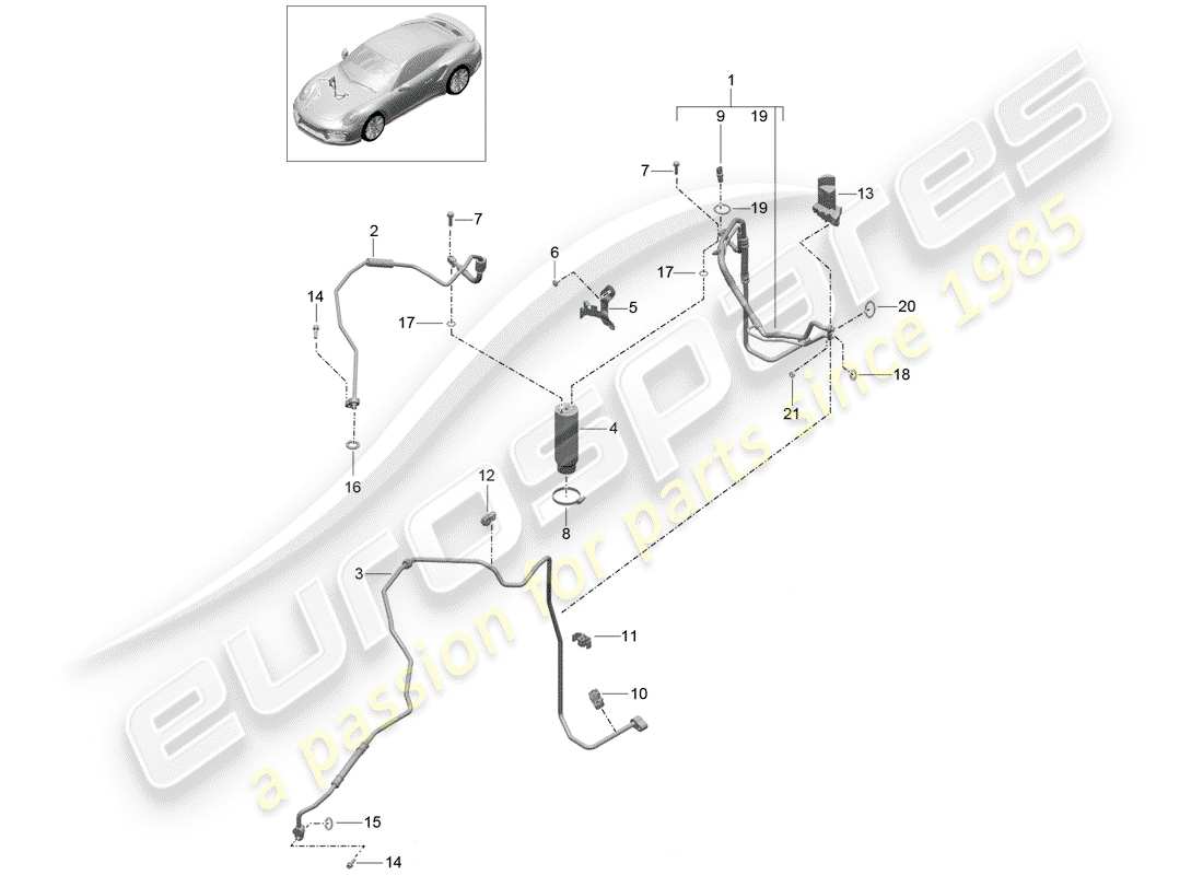 porsche 2016 (991-1 turbo) air conditioning refrigerant line drier 2. generation d - mj 2017>> part diagram