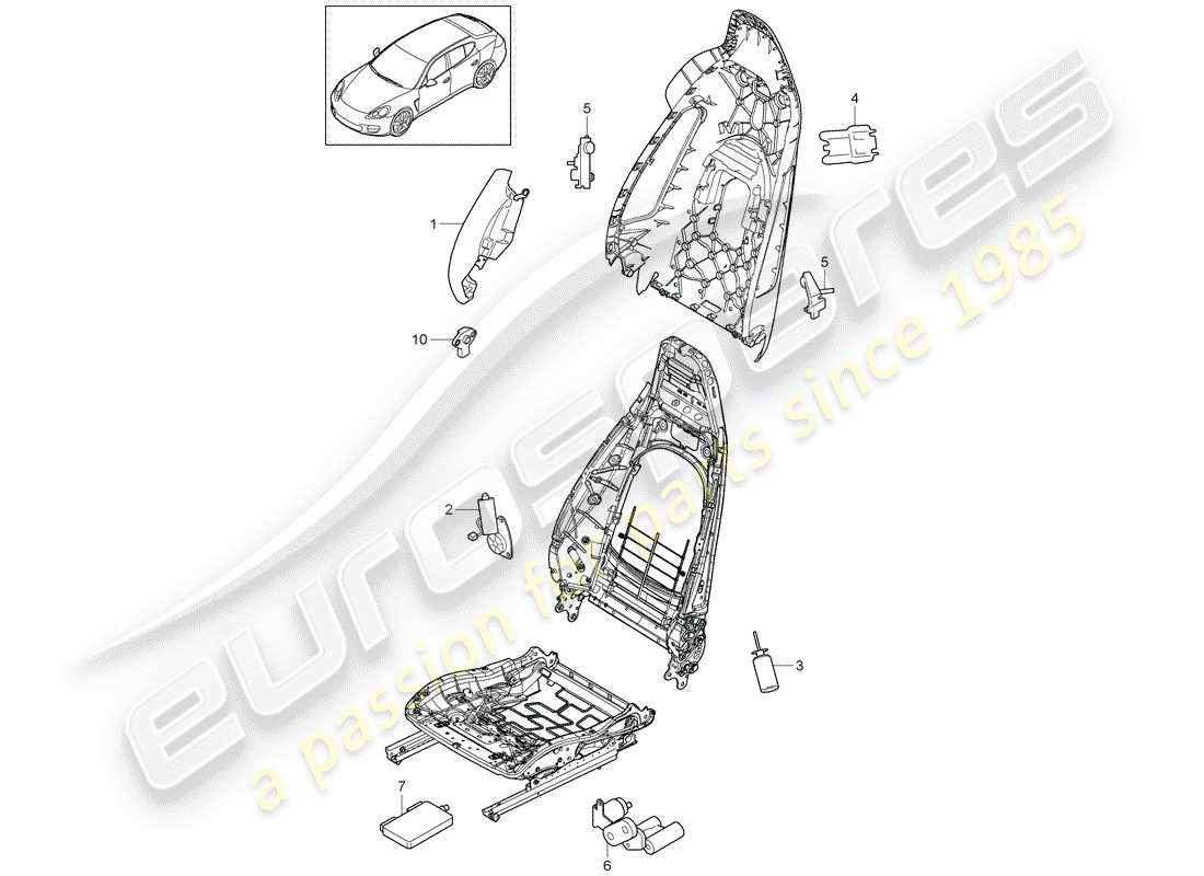 porsche 2010 (panamera 970) electrical parts front seats part diagram