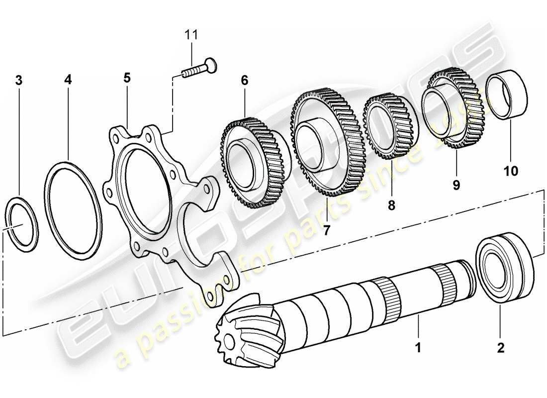 porsche 1997 (986 boxster) gears and shafts part diagram