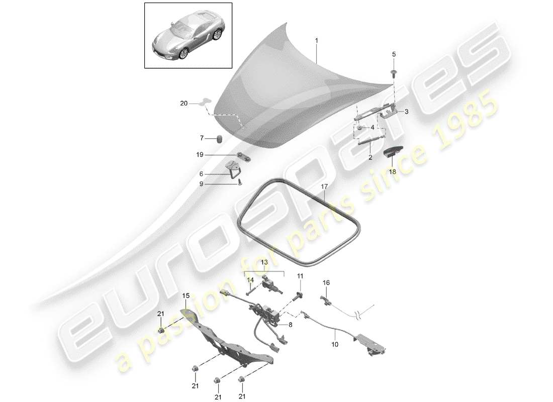 porsche 2016 (981 cayman) cover front part diagram