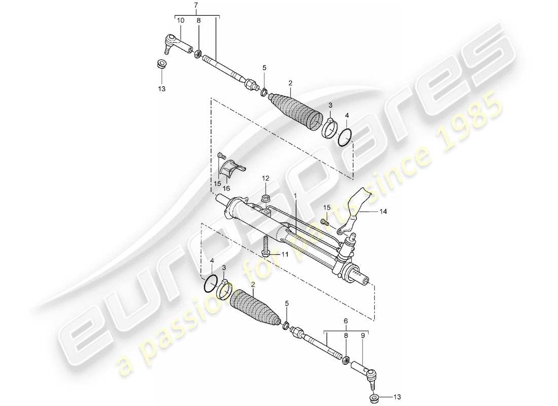 porsche 2004 (cayenne e1 9pa) power steering steering gear parts diagram